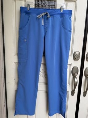 FIGS T21004 Kade Cargo Ceil Blue PO 1659 Scrub Pants Straight Leg Size Small